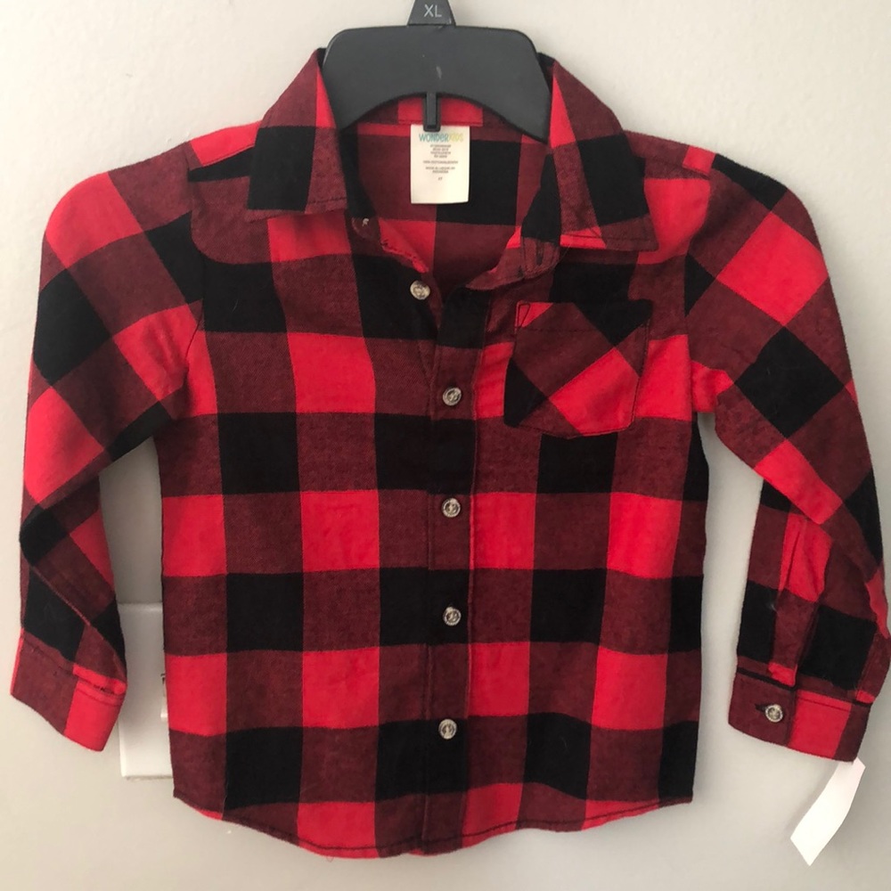 Toddler red plaid button down shirt